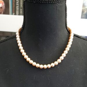 Faux Champagne Pearl Necklace 18 in